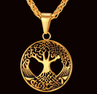 U7 Gold-Plated Tree of Life Pendant Necklace