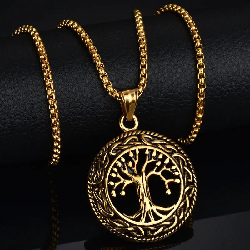 U7 Gold-Plated Tree of Life Pendant Necklace