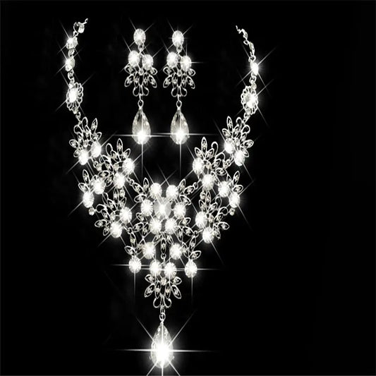 Deluxe Bridal Necklace Set with Earrings