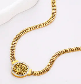 Golden Tree of Life Pendant - Titanium Steel