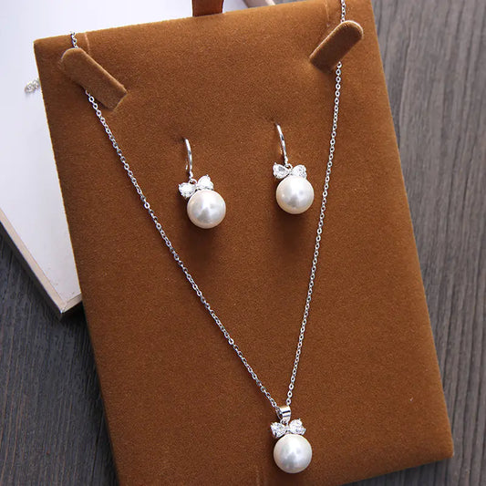 Elegant Bridal Pearl & Zircon Set