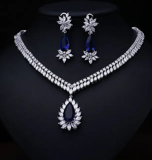 Elegant Bridal Zirconia Necklace & Earrings