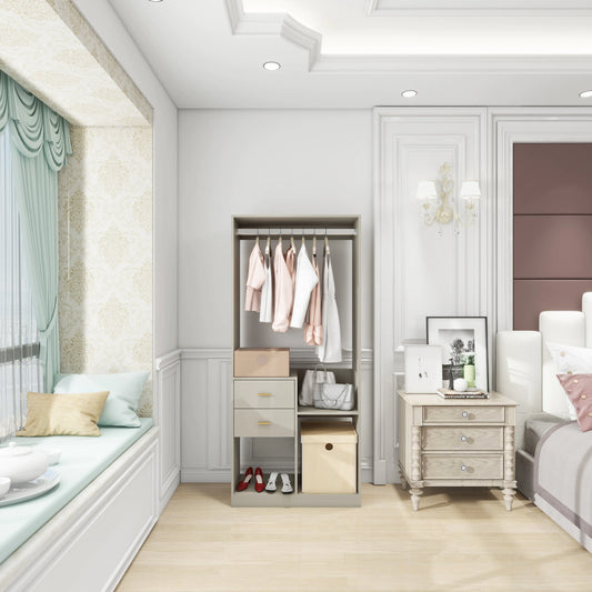 YG-303 Stand-Alone Wood Closet System for Walk in Closets